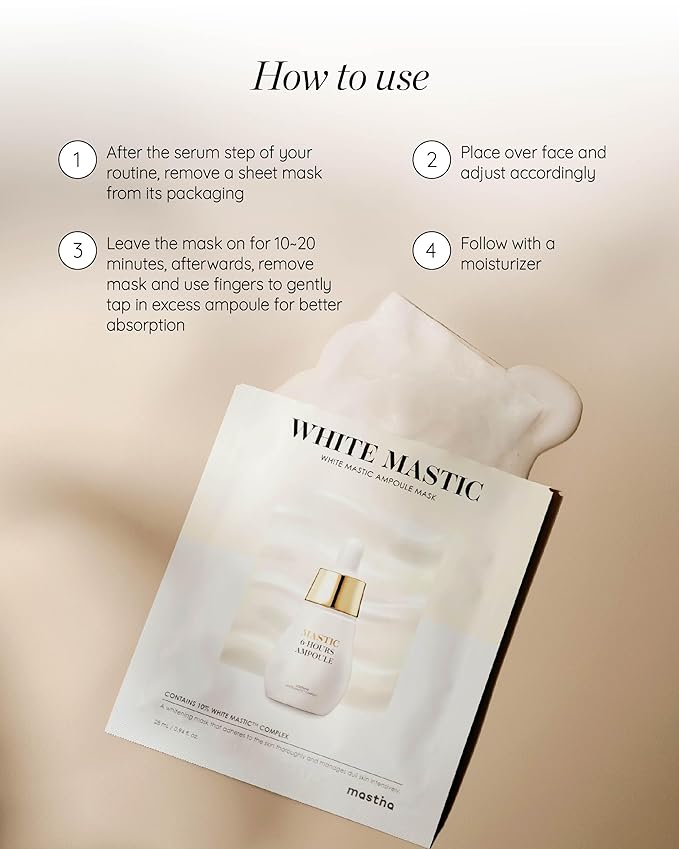 White Mastic Ampoule Sheet Mask (4pc) Ultra-Moisturizing