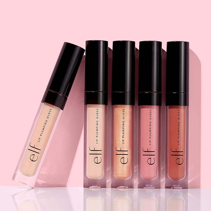 e.l.f. Lip Plumping Gloss, Hydrating, Nourishing, Invigorating, High-Shine, Plumps, Volumizes, Cools, Soothes, Sparkling Rosé, Shimmer, 0.09 Oz