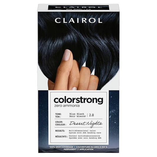 Clairol ColorStrong Permanent Zero Ammonia Hair Dye, 2.8 Blue Black - Desert Nights Hair Color, Pack of 1