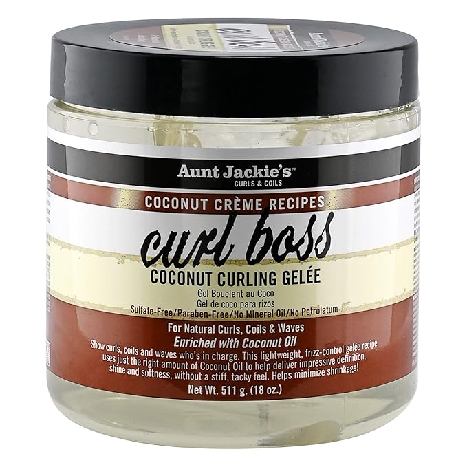 Aunt Jackie's Coconut Crème Recipes Curl Boss Coconut Curling Hair Gel for Natural Curls, Coils and Waves, 18 oz