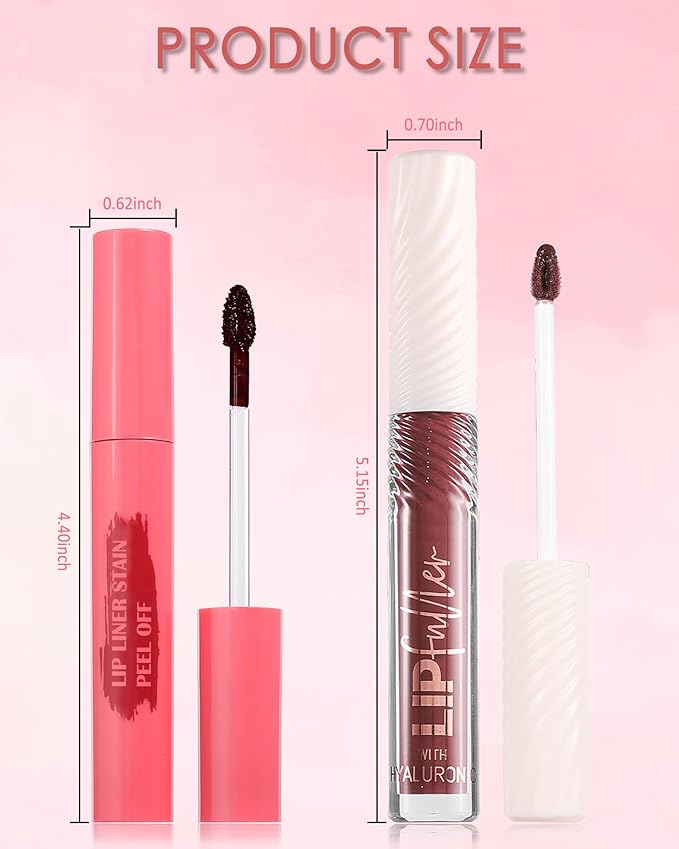 Brown Peel Off Lip Liner Stain & Red Lip