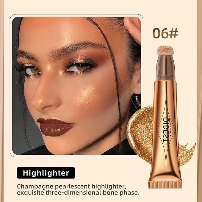 Highlighter Beauty Wand, Cream Liquid Highlighter Makeup Stick, Cruelty-free(Bronze Gold)