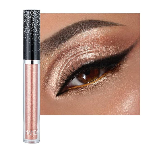 Glitter Eyeshadow Shimmer Long Lasting Effect Shiny Pigment Eyeshadow Glow Eye Makeup (Light Brown)