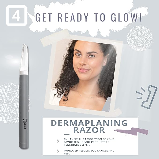 Premium Dermaplaning Tool - Multipurpose Face Razor for Women - Exfoliating Dermaplaner for Smooth Skin, Gentle Eyebrow and Facial Hair Remover - Pack of 3 Blades and Sturdy Metal Handle