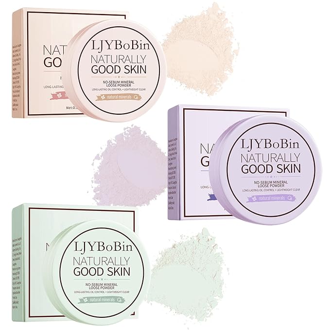 3PCS Loose Setting Powder Set,Lightweight Long Lasting Oil Skin Types