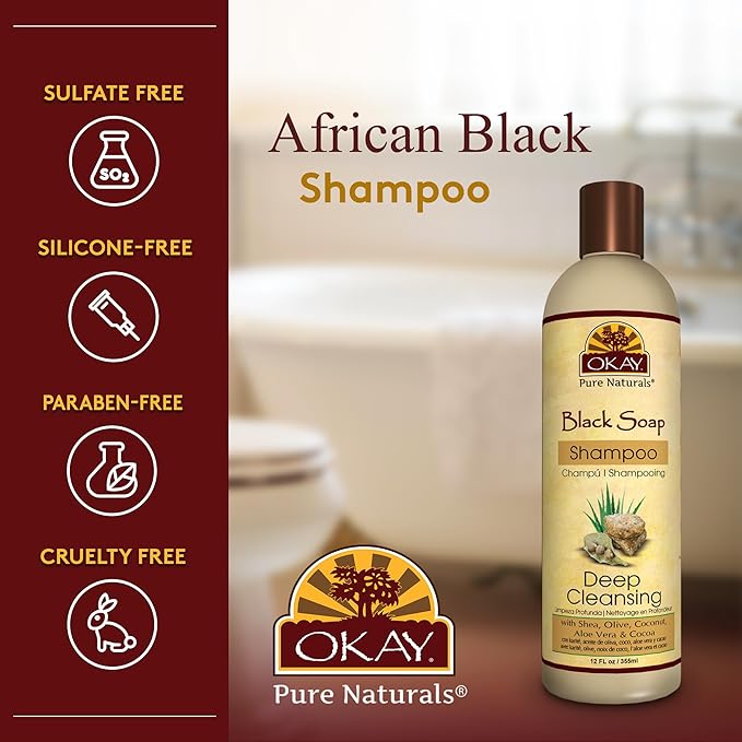 OKAY AFRICAN BLACK SOAP SHAMPOO 12oz / 355ml
