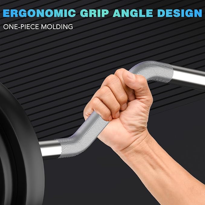 47" EZ Curl Bar Weight Lifting Bar 1-inch Curling 2 Star (300lb Weight