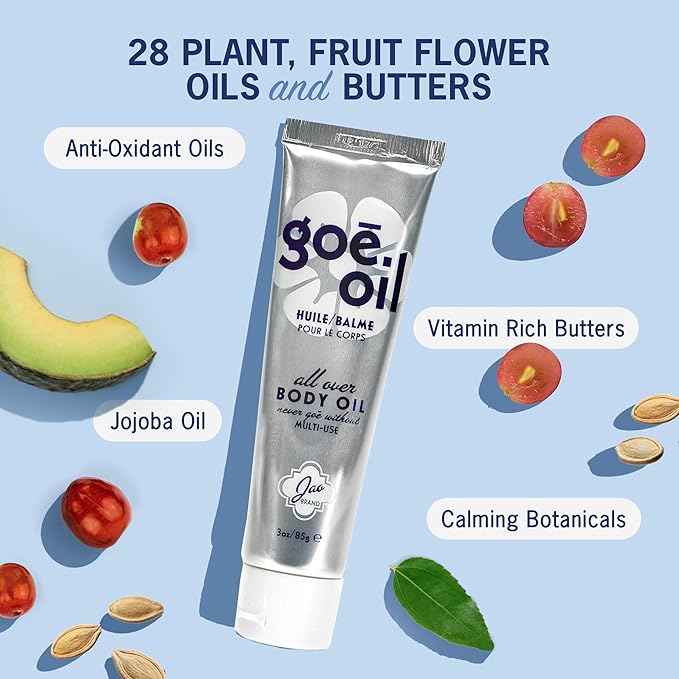 Jao Brand Goē Oil | All over Hand, Face, & Body Oil | Intensive Moisturizer & Hydrator With Natural Oil Extracts | Plant-Based, Gluten-Free | No Parabens & Sulphates | 3 oz