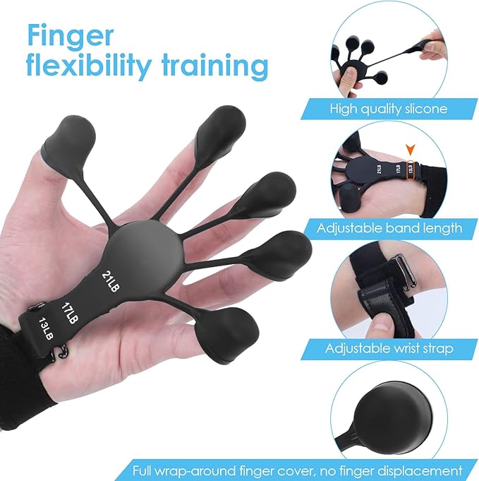 Gripster,Finger Strengthener and Grip Strength Trainer,Finger Exerciser,Vein Grip,Forearm 6 Level