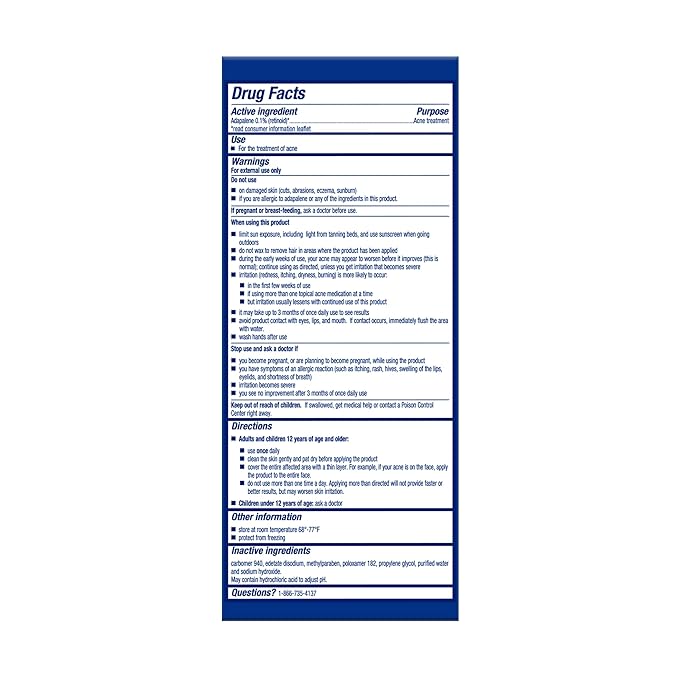 Differin acne treatment gel, 30