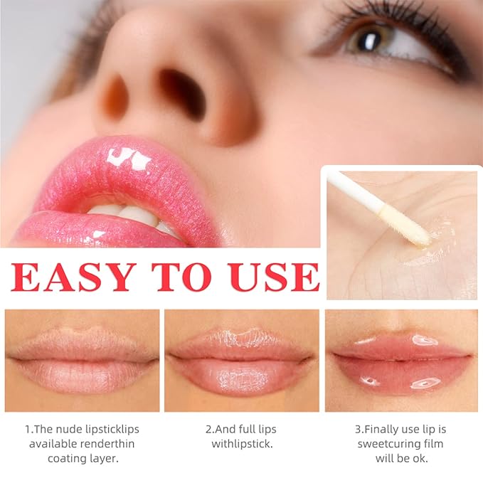 Lip Plumper Gloss,Moisturizing Lip Plumping Lip Gloss,Nourishing Lip Plump Lip Care Products,for Reducing Fine Lines and Smoothing Lips,Creating Elastic and Softer Lips