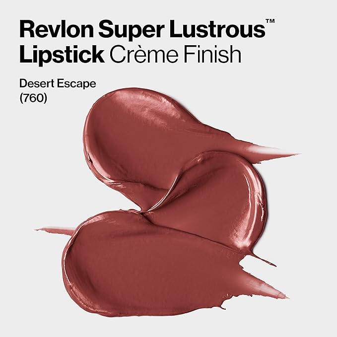 Revlon Super Lustrous Lipstick, Creamy Formula For Soft, Fuller-Looking Lips, Moisturized Feel, 760 Desert Escape, 0.15 oz