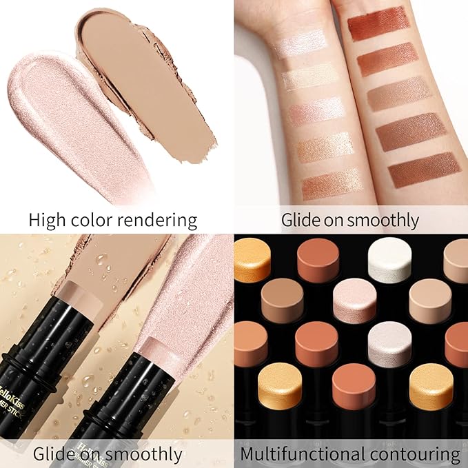 POPMISOLER 2 pcs Makeup Highlighter Stick & Cream Foundation Stick