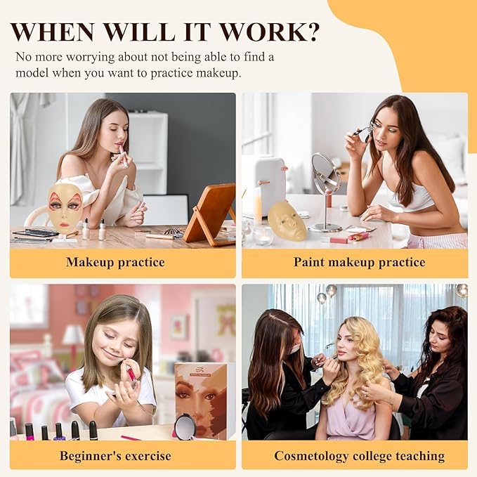 Makeup Practice Face, Eye Makeup Practice Head Silicone,