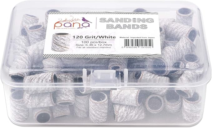 PANA 100 Pieces Nail Sanding Bands Professional Nail Manicure Great Fit for Nail Drill Bits for Acrylic Nails (120 Grit, Zebra)
