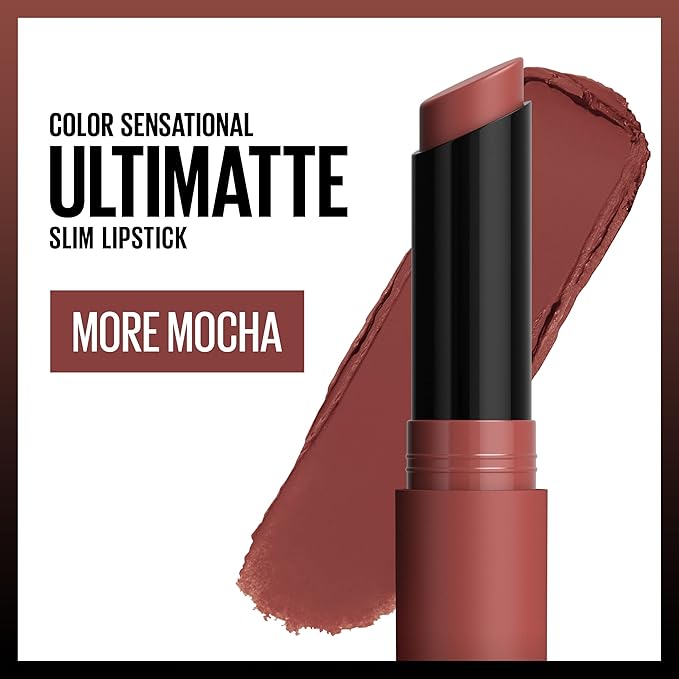 MAYBELLINE Color Sensational Ultimatte Matte Lipstick, Non-Drying, Intense Color Pigment, More Mocha, Mid-Tone Mauve, 1 Count (Pack of 2)