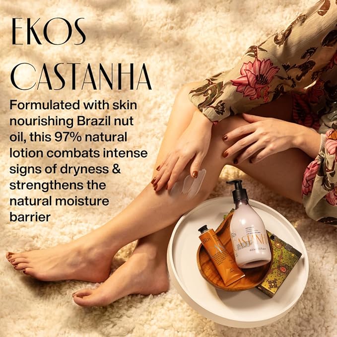 natura - Ekos Castanha (Brazil Nut) Renourishing Body Lotion - Anti-Dryness - Deep Skin Hydration Moisturizer - Vegan Skin Care - Brazilian Beauty Secrets - Self Care & Body Care - 13.5 fl oz (400ml)