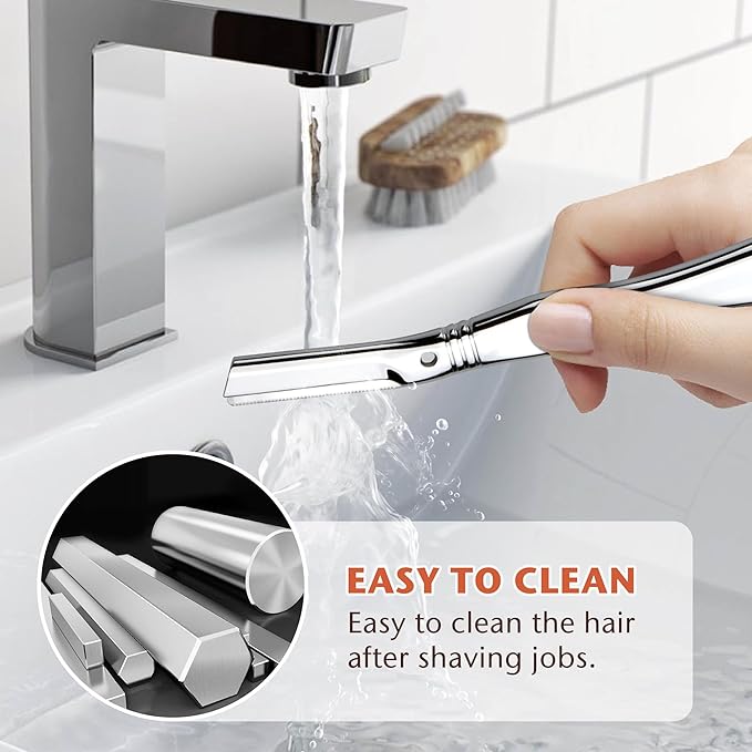 Eyebrow Razor, Dermaplaning Tool for Face, Face Razors for Women, Dermaplane Razor, Hair Removal and Exfoliation, Facial Razor, Face Shaver for Women&Men, 6 Blade Refills with Blade Cover (Silver)