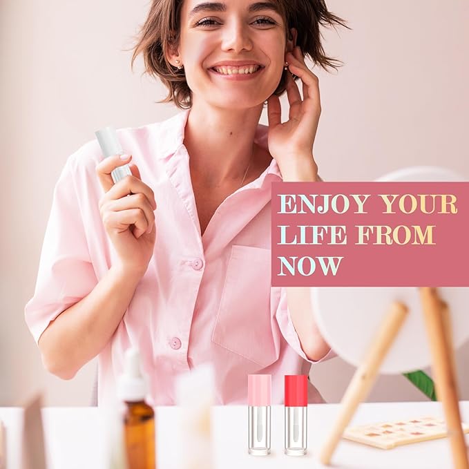 12pcs 2.5ml Empty Lip Gloss Tubes with Wand Cute Lip Gloss Containers Refillable Cosmetic Lip Balm Tubes Lip Gloss Supplies Kit + 2pcs Syringes (White)