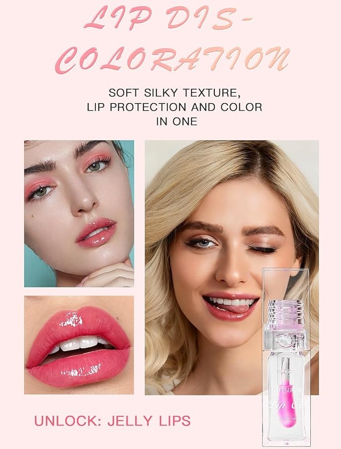 3 Pcs Magic Color Changing Lip Oil,Long-Lasting Wear Lip