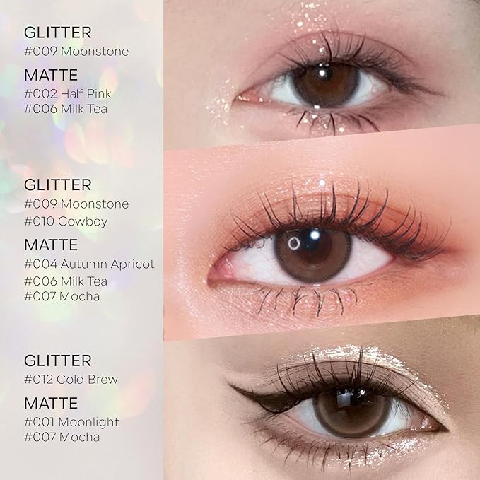 KYDA Single Glitter Eyeshadow, Champagne Pearl Glow Eyeshadow, Ultra-fine Lightweight Powder, Blendable Formula, Daily Glossy Eyes Makeup, Cowboy