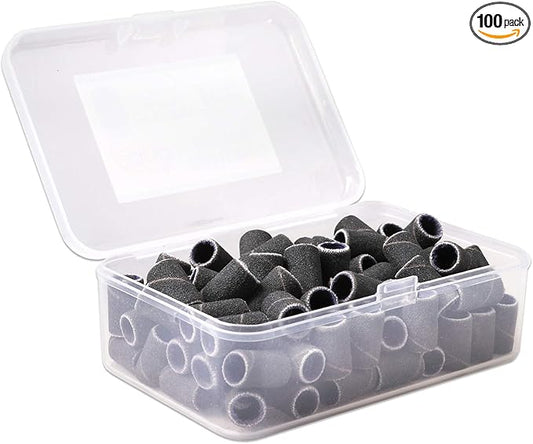 PANA 100 Pieces Nail Sanding Bands Professional Nail Manicure Great Fit for Nail Drill Bits for Acrylic Nails (240 Grit, Black)