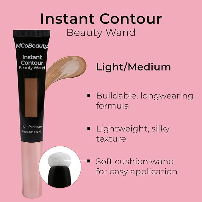 MCoBeauty Instant Contour Beauty Wand, Light/Medium, Sculpt & Free Cosmetics