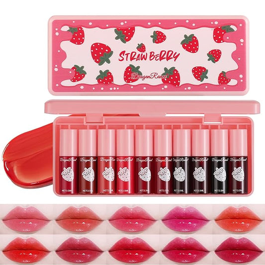 10 Colors Lip Tint Stain Set, Korean Moisturizing Moisturizing