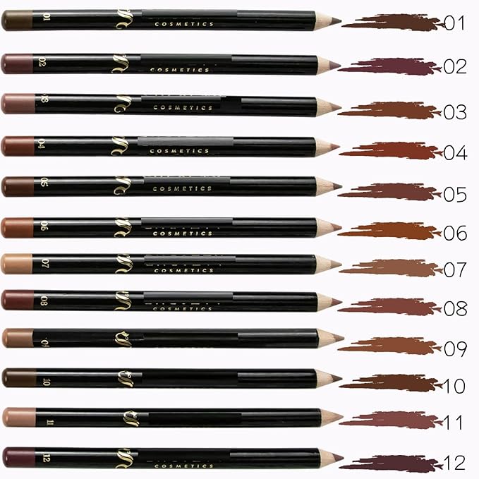 MAEPEOR Matte Lip Liner 12 PCS Nude Brown Series Highly Pigmented and Smoothly Velvet Lipliner Pencil Set Long Lasting and Waterproof Durable Lip Liners (12PCS-4)