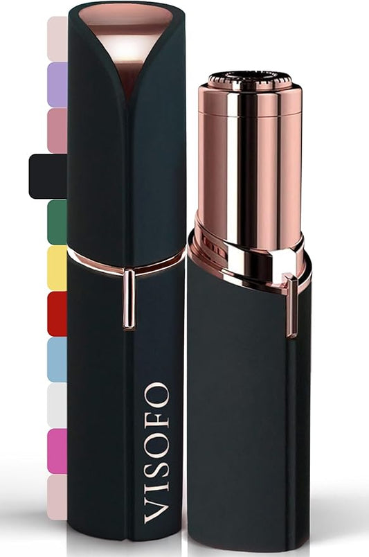 Facial Hair Removal for Women | Electric Razor Device Small Mustache Dermaplaning Remover Tools Tweezers Epilator Trimmer Face Dermaplane Shavers Beauty Gadgets Set Accessories by VISOFO (Onyx)