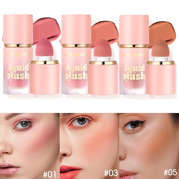 Jolilab Liquid Blush - High Pigment, Long - Lasting, Buildable Color for a Natural Glow(#1+2+3)