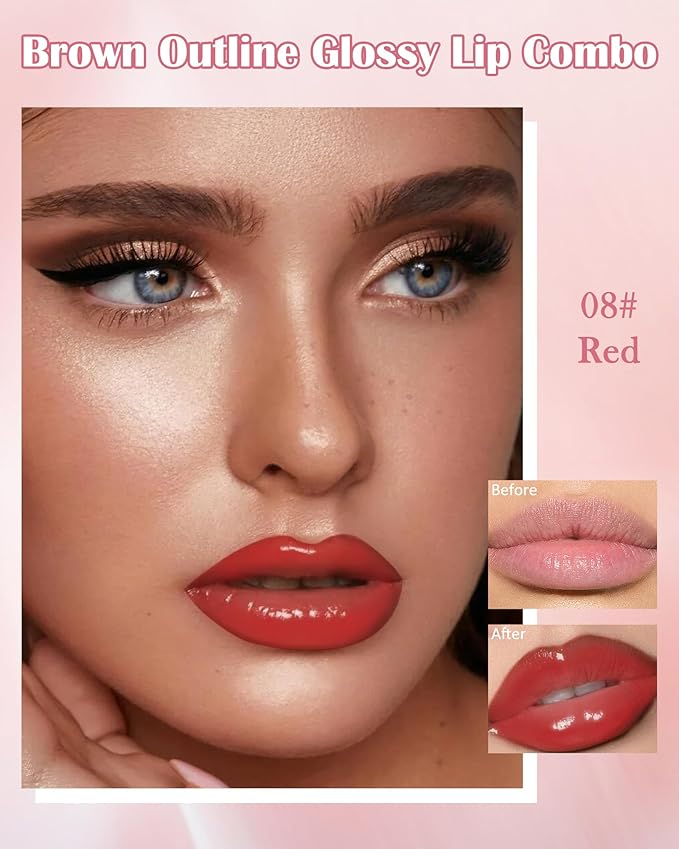 Brown Peel Off Lip Liner Stain & Red Lip