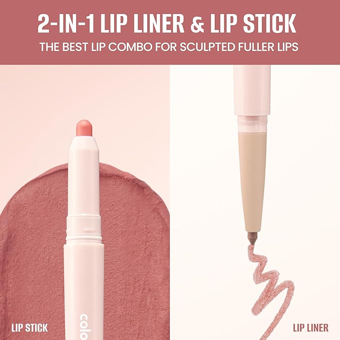 COLORGRAM All In One Over-Lip Maker 02 Cool Pink | Versatile Lip Liner & Contour with Natural Shades, Matte finish, Bigger and Fuller Lips, Plumping effect, Smooth creamy texture