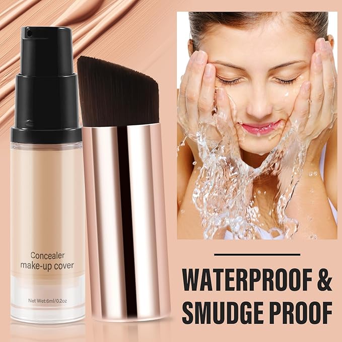 2pcs Liquid Concealer Set with Brush,Full Cover,Concealer W