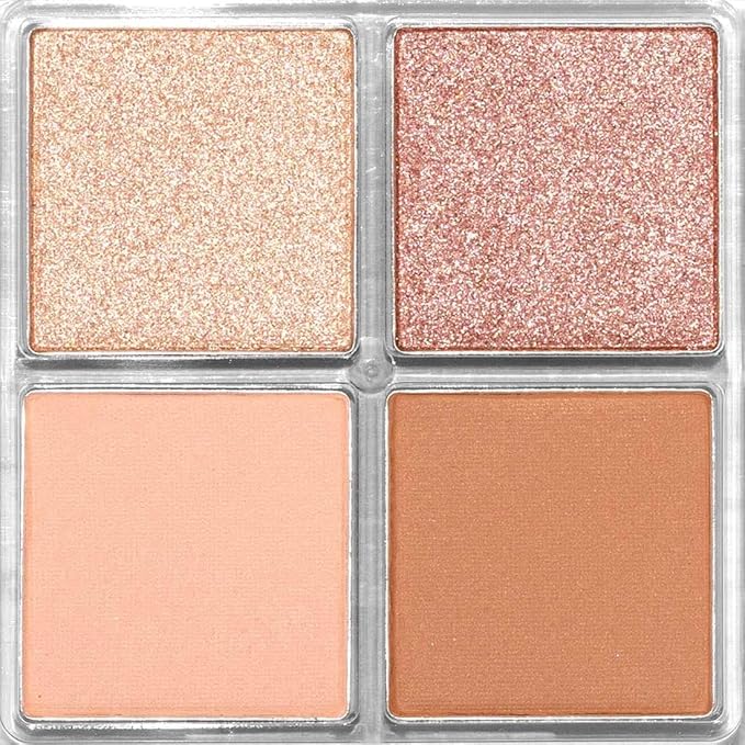 Palladio Eyeshadow Quads, Velvety Pigmented Blendable Matte, Metallic & Shimmer Finishes, Creamy Formula, Four Way Quad Eye Shadow Palette, Talc-Free (Honey Pie)