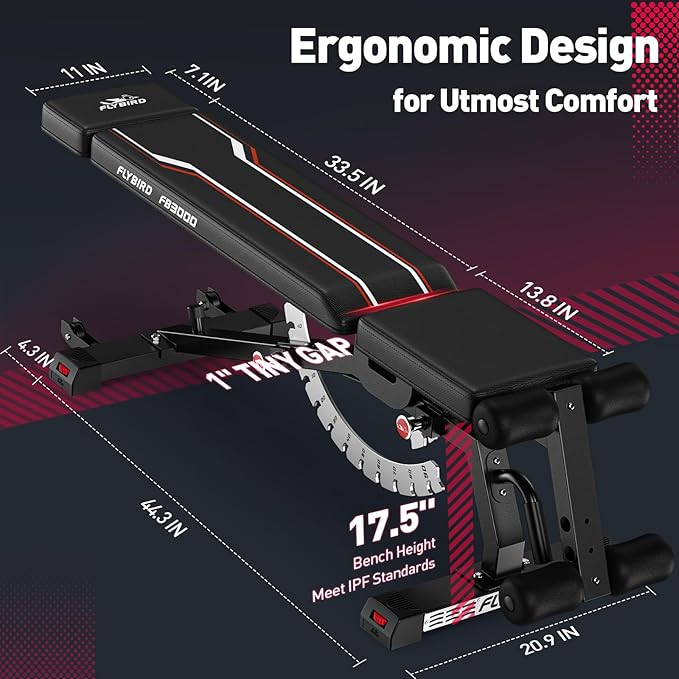 FLYBIRD Weight Bench 1200lbs Capacity FB3000