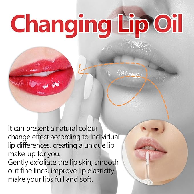 Conversionh Color Changing Lip Oil, Conversion Lip Stain, Conversionh Lip Oil, Boss up Magic Color Changing Lip Oil, Warm Change Hydrating Plumping Lip Nourishing Non-stick Oil (Red)