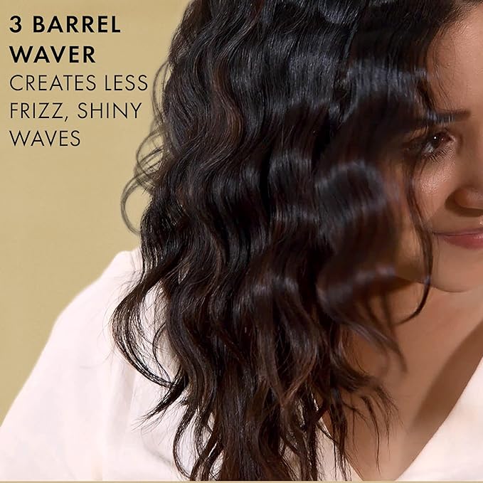 Hot Tools Pro Artist 24K Gold Digital 3 Barrel Hair Waver | Long Lasting Defined Waves (Jumbo Size)