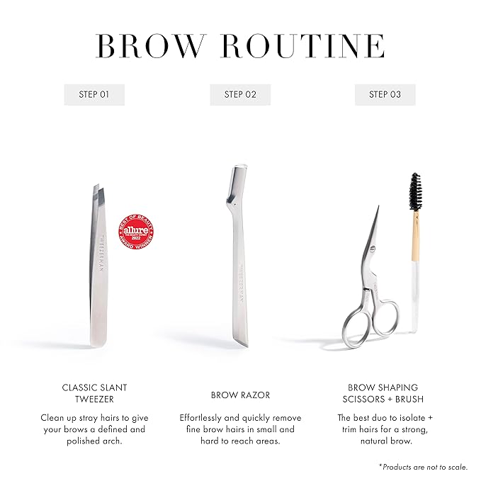 Tweezerman Brow Shaping Scissors and Brush - Stainless Steel Eyebrow Trimming Scissors for Women and Men