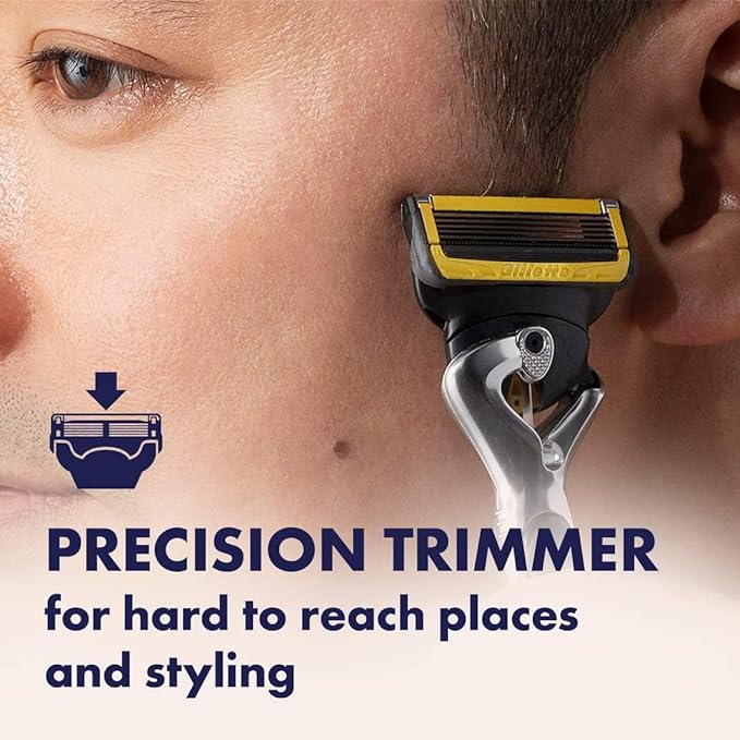 Gillette ProGlide Shield Men's Razor, 5 Bladed Razor, with Precision Trimmer, Comfortglide Lubrication, Glide and Comfort, Handle + 4 Blade Refills