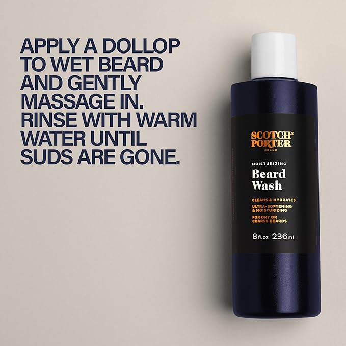 Scotch Porter Moisturizing Beard Wash – Cleanse, Refresh, Hydrate & Soften Coarse, Dry Facial Hair while Protecting Skin for a Fuller/Healthier-Looking Beard – Original Scent, 8 oz. Bottle