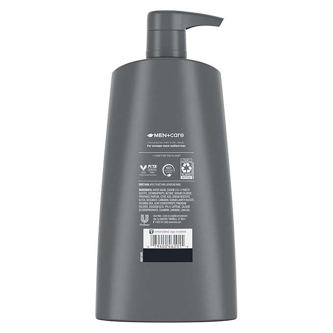 DOVE MEN+ CARE 2-in-1 Shampoo + Conditioner Thick + Strong 4 count for Fortifying Hair from Root to Tip, with Calcium, 25.4 oz
