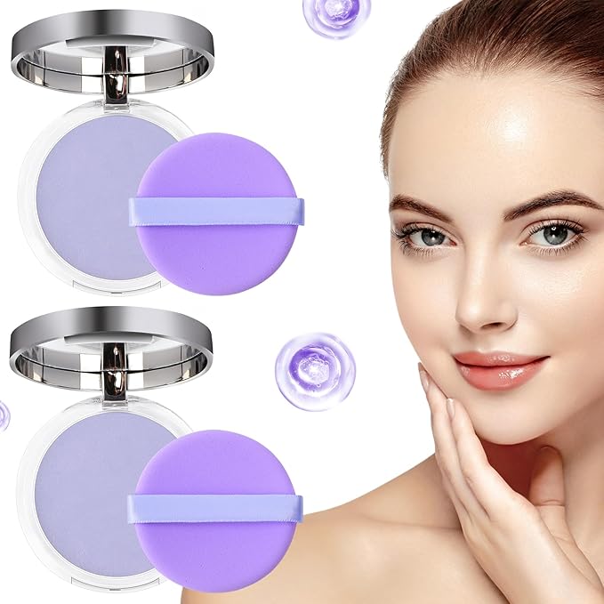 Chillab Lavender Matte Powder,Lavender Jelly Pressed Powder Matte Makeup(2PCS) (2PCS)