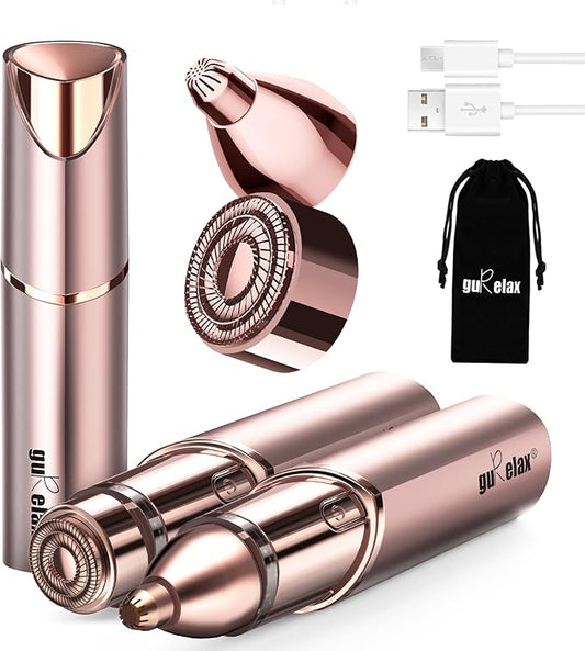 Facial Hair Remover for Women(Gen 3 Pro), Eyebrow Facial Trimmer, Luxury 2 in1 Hair Removal Device for Face, Lip, Nose, with Replacement Heads