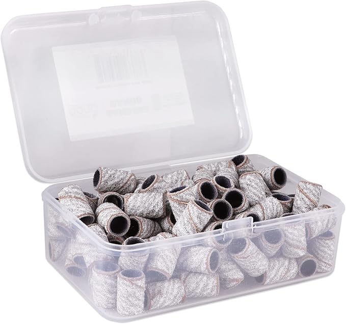 PANA 100 Pieces Large Nail Sanding Bands Professional Nail Manicure Great Fit for Nail Drill Bits for Acrylic Nails (100 Grit, Zebra)