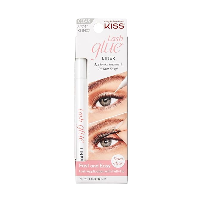 KISS Clear Lash GLUEliner, Felt-Tip Eyelash Adhesive, Clear Matte Finish, Foolproof Application, Easy Touch-Up, 0.02 Oz. 0.02 Fl Oz (Pack of 1)