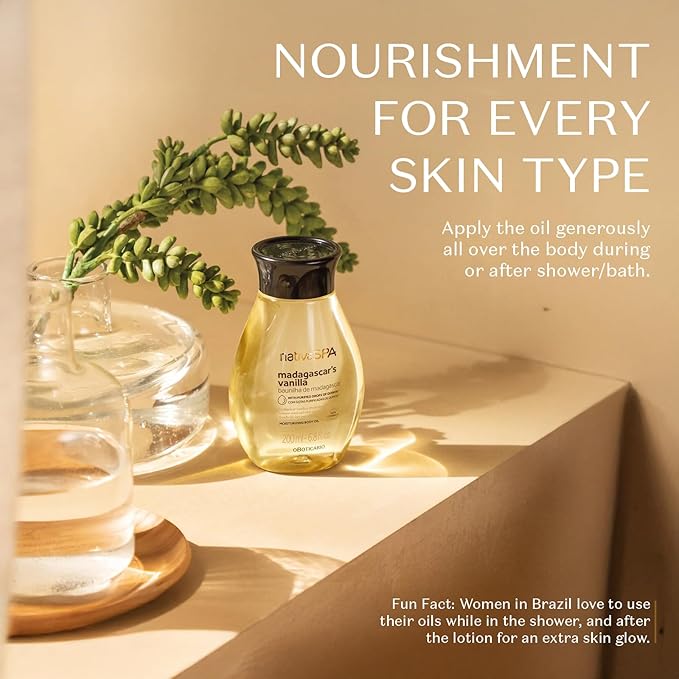 Nativa SPA by O Boticário, Madagascar Vanilla Body Oil, Soothing & Moisturizing, 6.8 Ounce