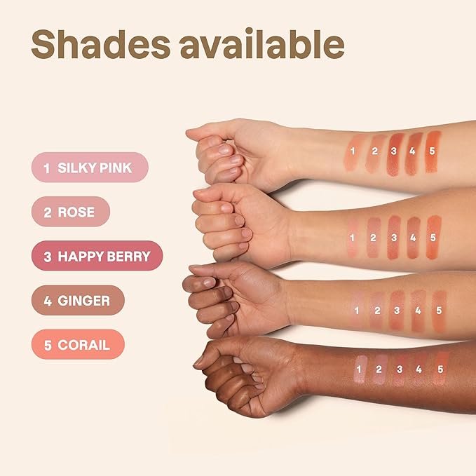 ATTITUDE Oceanly Plastic-Free Lightweight Blush Stick, Titanium Dioxide-Free, EWG Verified, Vegan & Cruelty-free Makeup, Rose, 0.3 Ounces