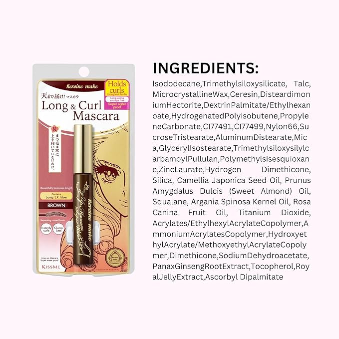 HEROINE MAKE by KISSME Mascara Duo Set | 2 Full-Size - Long & Curl Up | Waterproof Mascara Brown, Lengthening & Volume Fiber Tubing Mascara Makeup, WP 02 Brown