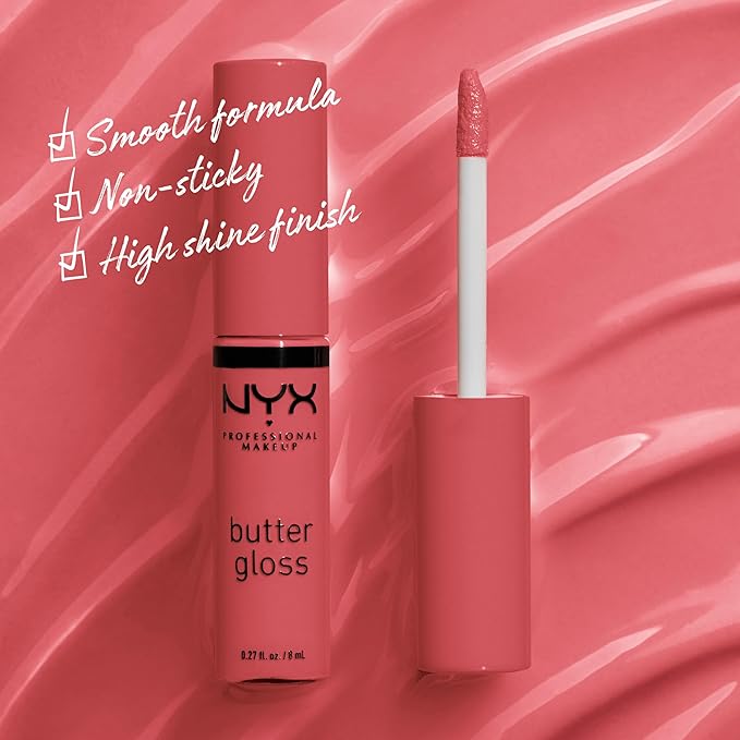 NYX PROFESSIONAL MAKEUP Butter Gloss, Non-Sticky Lip Gloss - Sorbet (Vibrant Coral)